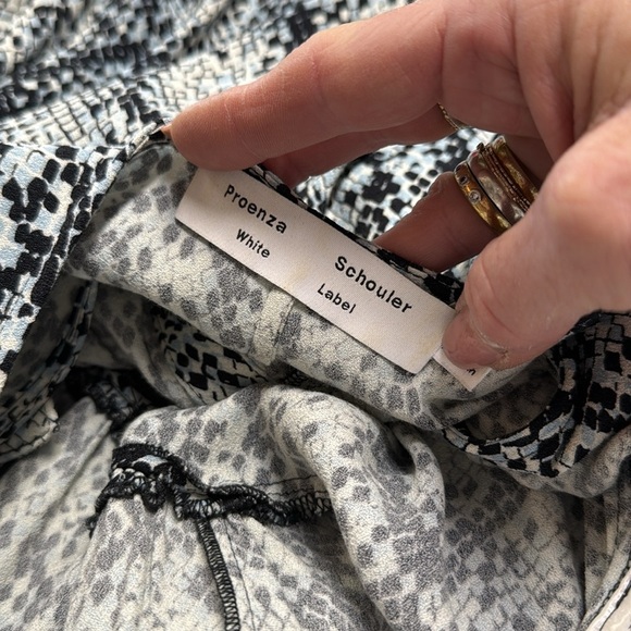 Proenza Schouler | White Label Black Blue Snak Print Button Front Midi Dress 12 - Picture 10 of 12